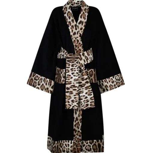 Dolce & Gabbana Dolce & Gabbana - Leopard Print Trim Bathrobe - Dolce & Gabbana Exclusive Luxury Collection - Avvenice