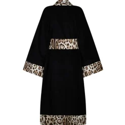 Dolce & Gabbana Dolce & Gabbana - Leopard Print Trim Bathrobe - Dolce & Gabbana Exclusive Luxury Collection - Avvenice
