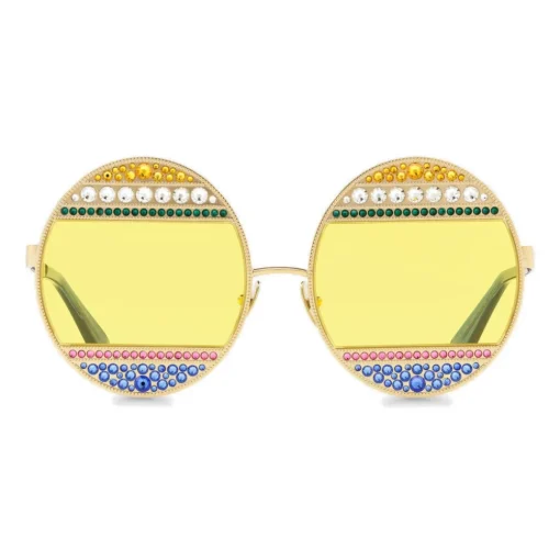 Dolce & Gabbana Eyewear Dolce & Gabbana - Oval Metal Sunglasses with Crystals - Shiny Gold Multicolored - Dolce & Gabbana Eyewear - Avvenice^ Sunglasses & Eyewear