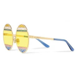 Dolce & Gabbana Eyewear Dolce & Gabbana - Oval Metal Sunglasses with Crystals - Shiny Gold Multicolored - Dolce & Gabbana Eyewear - Avvenice^ Sunglasses & Eyewear