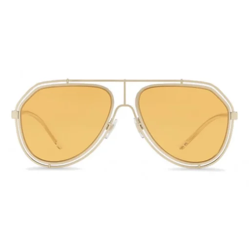 Dolce & Gabbana Eyewear Dolce & Gabbana - Pilot Sunglasses with Metallic Profile - Light Shiny Gold - Dolce & Gabbana Eyewear - Avvenice