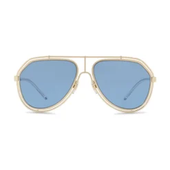 Dolce & Gabbana Eyewear Dolce & Gabbana - Pilot Sunglasses with Metallic Profile - Shiny Light Gold Blue - Dolce & Gabbana Eyewear - Avvenice^ Sunglasses & Eyewear