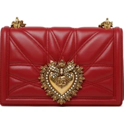 Dolce & Gabbana Dolce & Gabbana - Red Calf Leather Medium Devotion Shoulder Bag - Dolce & Gabbana Exclusive Luxury Collection - Avvenice