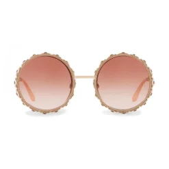 Dolce & Gabbana Eyewear Dolce & Gabbana - Round Metal Sunglasses with Crystals - Rose Gold - Dolce & Gabbana Eyewear - Avvenice^ Sunglasses & Eyewear