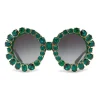 Dolce & Gabbana Eyewear Dolce & Gabbana - Round Sunglasses with Colored Crystals - Green - Dolce & Gabbana Eyewear - Avvenice