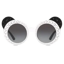 Dolce & Gabbana Eyewear Dolce & Gabbana - Round Sunglasses DG Fashion Panda - Black and White with Strass - Dolce & Gabbana Eyewear - Avvenice