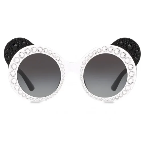 Dolce & Gabbana Eyewear Dolce & Gabbana - Round Sunglasses DG Fashion Panda - Black and White with Strass - Dolce & Gabbana Eyewear - Avvenice