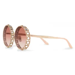 Dolce & Gabbana Eyewear Dolce & Gabbana - Round Metal Sunglasses with Crystals - Rose Gold - Dolce & Gabbana Eyewear - Avvenice^ Sunglasses & Eyewear