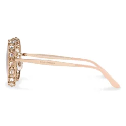 Dolce & Gabbana Eyewear Dolce & Gabbana - Round Metal Sunglasses with Crystals - Rose Gold - Dolce & Gabbana Eyewear - Avvenice^ Sunglasses & Eyewear