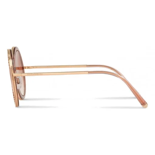 Dolce & Gabbana Eyewear Dolce & Gabbana - Round Sunglasses with "Sacred Heart" Metal Profile - Rose Gold - Dolce & Gabbana Eyewear - Avvenice