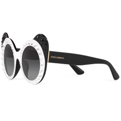 Dolce & Gabbana Eyewear Dolce & Gabbana - Round Sunglasses DG Fashion Panda - Black and White with Strass - Dolce & Gabbana Eyewear - Avvenice