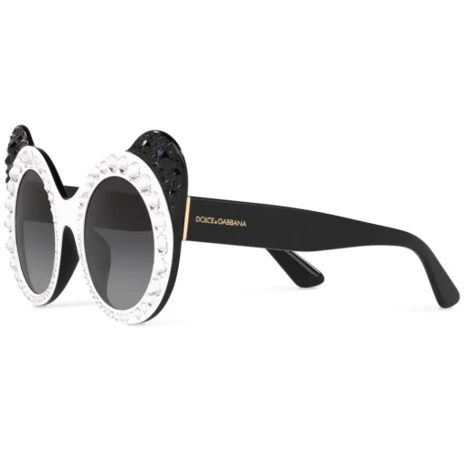 Dolce & Gabbana Eyewear Dolce & Gabbana - Round Sunglasses DG Fashion Panda - Black and White with Strass - Dolce & Gabbana Eyewear - Avvenice