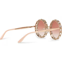 Dolce & Gabbana Eyewear Dolce & Gabbana - Round Metal Sunglasses with Crystals - Rose Gold - Dolce & Gabbana Eyewear - Avvenice^ Sunglasses & Eyewear