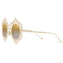 Dolce & Gabbana Eyewear Dolce & Gabbana - Round Sunglasses with DG Star - Gold - Dolce & Gabbana Eyewear - Avvenice^ Sunglasses & Eyewear