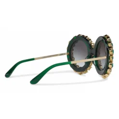Dolce & Gabbana Eyewear Dolce & Gabbana - Round Sunglasses with Colored Crystals - Green - Dolce & Gabbana Eyewear - Avvenice