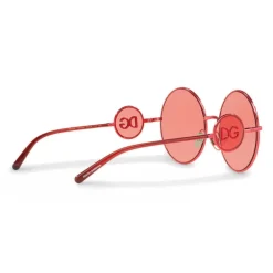 Dolce & Gabbana Eyewear Dolce & Gabbana - Round Metal Sunglasses with DG Detail - Brilliant Burgundy - Dolce & Gabbana Eyewear - Avvenice