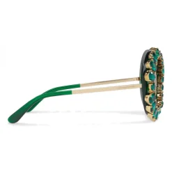 Dolce & Gabbana Eyewear Dolce & Gabbana - Round Sunglasses with Colored Crystals - Green - Dolce & Gabbana Eyewear - Avvenice