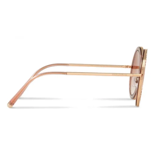Dolce & Gabbana Eyewear Dolce & Gabbana - Round Sunglasses with "Sacred Heart" Metal Profile - Rose Gold - Dolce & Gabbana Eyewear - Avvenice