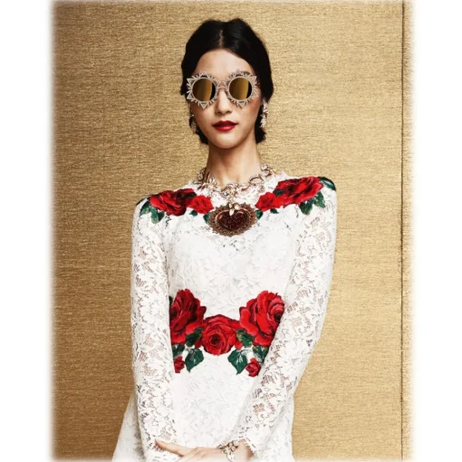 Dolce & Gabbana Eyewear Dolce & Gabbana - Round Sunglasses with DG Star - Gold - Dolce & Gabbana Eyewear - Avvenice^ Sunglasses & Eyewear