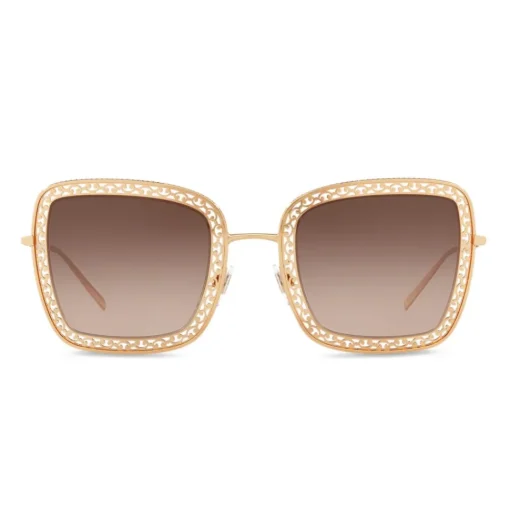 Dolce & Gabbana Eyewear Dolce & Gabbana - Square Devotion Sunglasses with Lace - Gold - Dolce & Gabbana Eyewear - Avvenice