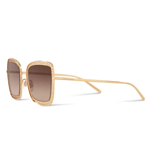 Dolce & Gabbana Eyewear Dolce & Gabbana - Square Devotion Sunglasses with Lace - Gold - Dolce & Gabbana Eyewear - Avvenice