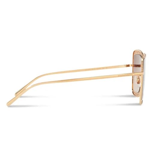 Dolce & Gabbana Eyewear Dolce & Gabbana - Square Devotion Sunglasses with Lace - Gold - Dolce & Gabbana Eyewear - Avvenice