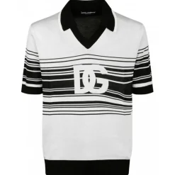 Dolce & Gabbana Dolce & Gabbana - White and Black Jacquard Polo Shirt - Dolce & Gabbana Exclusive Luxury Collection - Avvenice^ T-shirt
