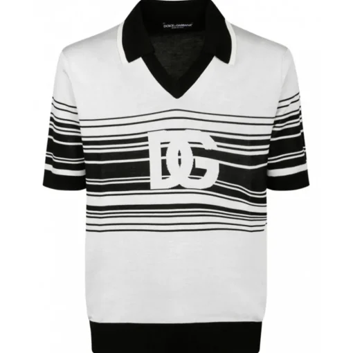 Dolce & Gabbana Dolce & Gabbana - White and Black Jacquard Polo Shirt - Dolce & Gabbana Exclusive Luxury Collection - Avvenice^ T-shirt