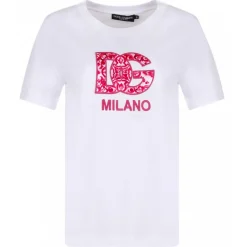 Dolce & Gabbana Dolce & Gabbana - White Logo Embroidered T-Shirt - Dolce & Gabbana Exclusive Luxury Collection - Avvenice
