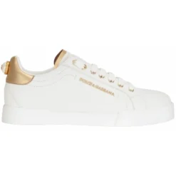 Dolce & Gabbana Dolce & Gabbana - White and Gold Portofino Sneakers - Dolce & Gabbana Exclusive Luxury Collection - Avvenice^ Shoes