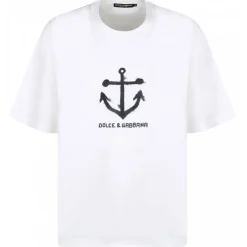 Dolce & Gabbana Dolce & Gabbana - White Navy Print Short Sleeve T-Shirt - Dolce & Gabbana Exclusive Luxury Collection - Avvenice