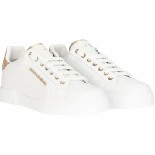 Dolce & Gabbana Dolce & Gabbana - White and Gold Portofino Sneakers - Dolce & Gabbana Exclusive Luxury Collection - Avvenice^ Shoes