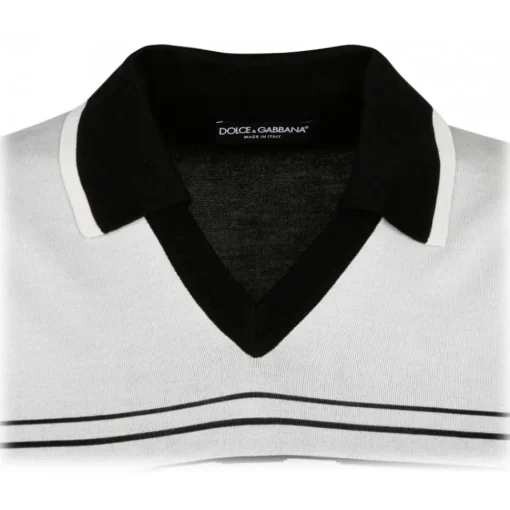 Dolce & Gabbana Dolce & Gabbana - White and Black Jacquard Polo Shirt - Dolce & Gabbana Exclusive Luxury Collection - Avvenice^ T-shirt