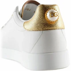 Dolce & Gabbana Dolce & Gabbana - White and Gold Portofino Sneakers - Dolce & Gabbana Exclusive Luxury Collection - Avvenice^ Shoes
