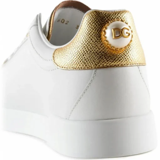 Dolce & Gabbana Dolce & Gabbana - White and Gold Portofino Sneakers - Dolce & Gabbana Exclusive Luxury Collection - Avvenice^ Shoes