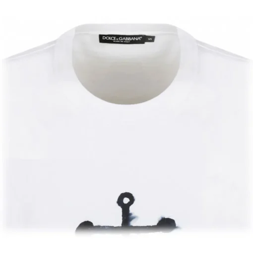 Dolce & Gabbana Dolce & Gabbana - White Navy Print Short Sleeve T-Shirt - Dolce & Gabbana Exclusive Luxury Collection - Avvenice