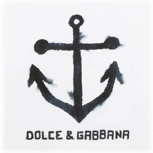 Dolce & Gabbana Dolce & Gabbana - White Navy Print Short Sleeve T-Shirt - Dolce & Gabbana Exclusive Luxury Collection - Avvenice