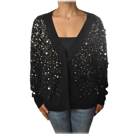 Dondup - Cardigan with Sequins - Black - Knitwear - Luxury Exclusive Collection - Avvenice^ Knitwears