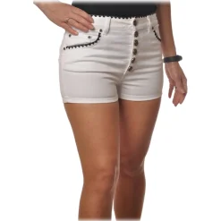 Dondup - Denim Shorts with Contrast Details - White - Trousers - Luxury Exclusive Collection - Avvenice
