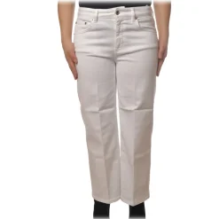 Dondup - Five Pockets Jeans Wide Leg - White - Trousers - Luxury Exclusive Collection - Avvenice^ Trousers