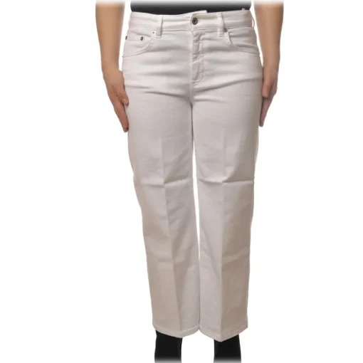 Dondup - Five Pockets Jeans Wide Leg - White - Trousers - Luxury Exclusive Collection - Avvenice^ Trousers