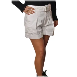 Dondup - High-Waisted Shorts with Finishing Belt - White - Trousers - Luxury Exclusive Collection - Avvenice