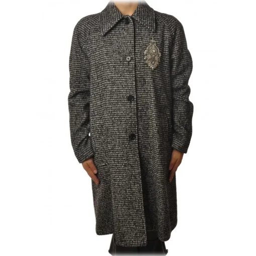 Dondup - Houndstooth Patterned Coat - Black/Grey - Jacket - Luxury Exclusive Collection - Avvenice^ Jackets