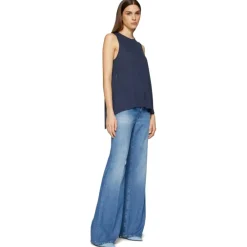 Dondup - Lightweight Denim Canvas Flared Jeans - Blue - Trousers - Luxury Exclusive Collection - Avvenice