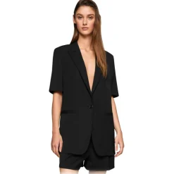 Dondup - Single Breasted Short Sleeve Blazer - Black - Jacket - Luxury Exclusive Collection - Avvenice^ Jackets