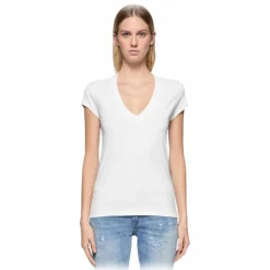 Dondup - Slim V-Neck T-shirt - White - T-shirt - Luxury Exclusive Collection - Avvenice