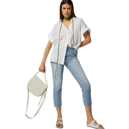 Dondup - Unwashed Canvas Cropped Jeans - Blue - Trousers - Luxury Exclusive Collection - Avvenice^ Trousers