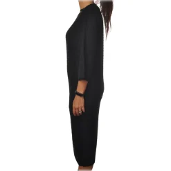 Elisabetta Franchi - 3/4 Long Sleeve Crew-Neck - Black - Dress - Made in Italy - Luxury Exclusive Collection - Avvenice