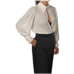 Elisabetta Franchi - Body with Long Sleeve - White - Shirt - Made in Italy - Luxury Exclusive Collection - Avvenice^ Shirts
