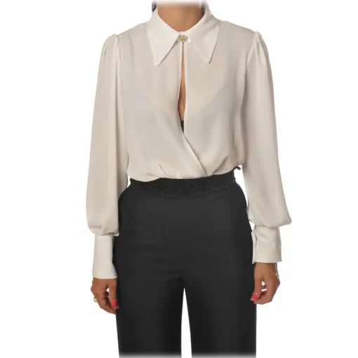 Elisabetta Franchi - Body with Long Sleeve - White - Shirt - Made in Italy - Luxury Exclusive Collection - Avvenice^ Shirts